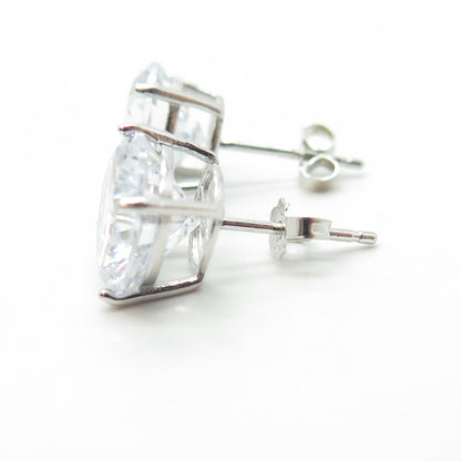 HAN 925 Sterling Silver Round-Cut White C Z Stud Earrings