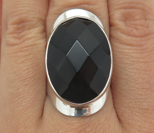 DOMINIQUE DINOUART 925 Sterling Silver Vintage Mexico Black Onyx Ring Size 9