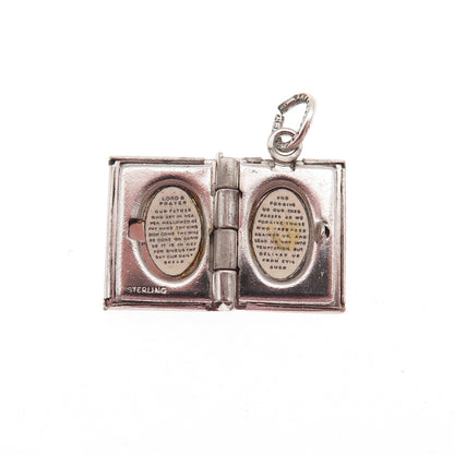 Danecraft 925 Sterling Antique Art Deco Cross Prayer Locket Mini Charm Pendant