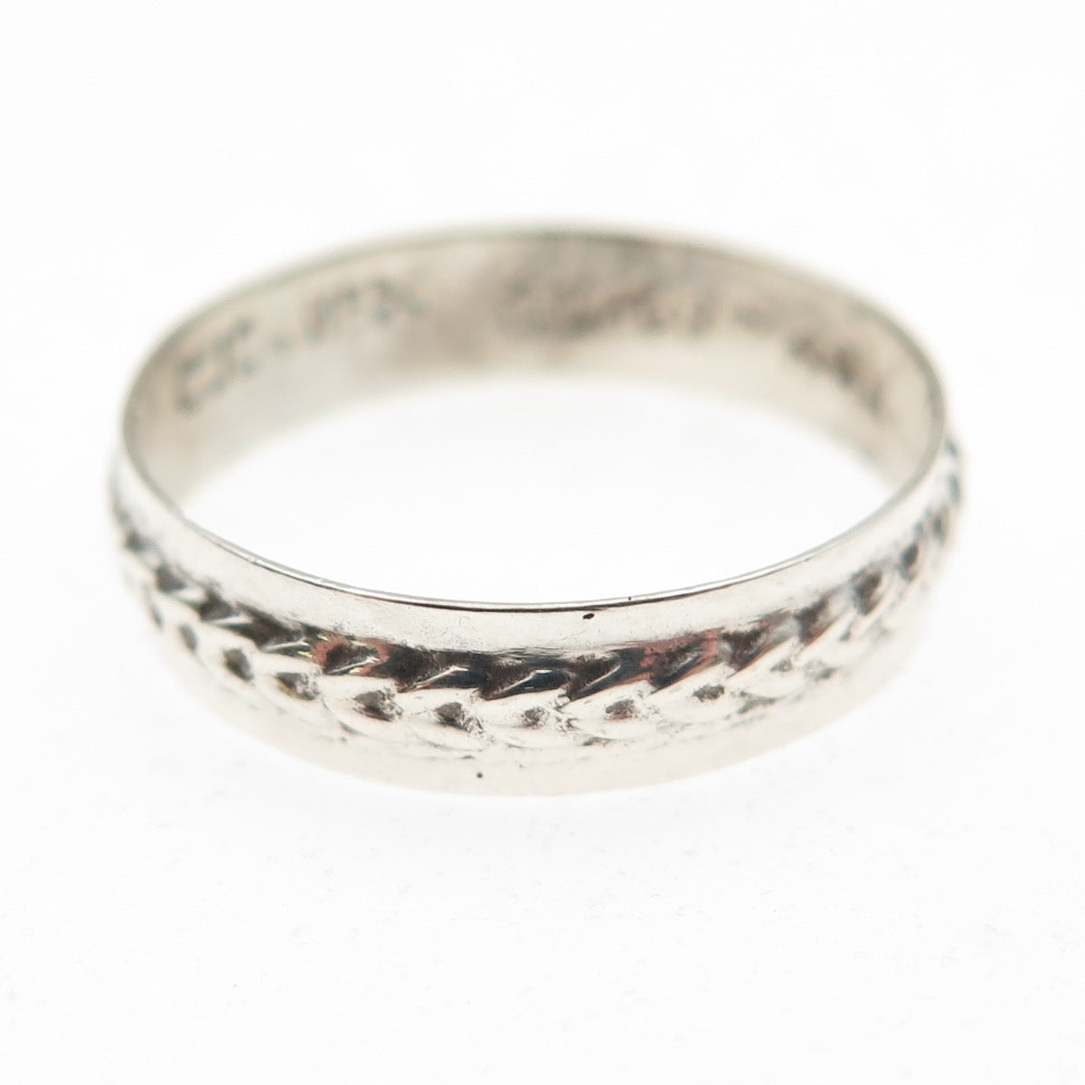925 Sterling Silver Vintage Mexico Wheat Link Oxidized Band Ring Size 7.25