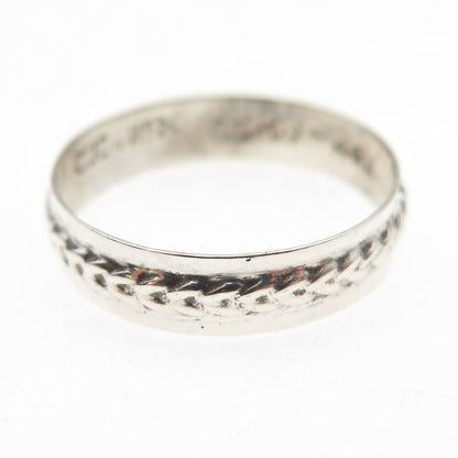 925 Sterling Silver Vintage Mexico Wheat Link Oxidized Band Ring Size 7.25