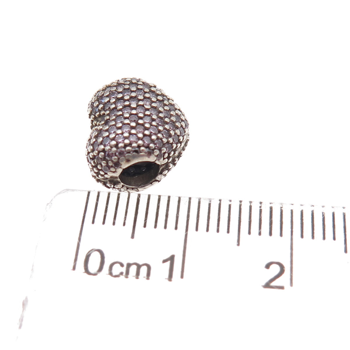 Pandora 925 Sterling Silver Pink C Z Heart Clip Charm
