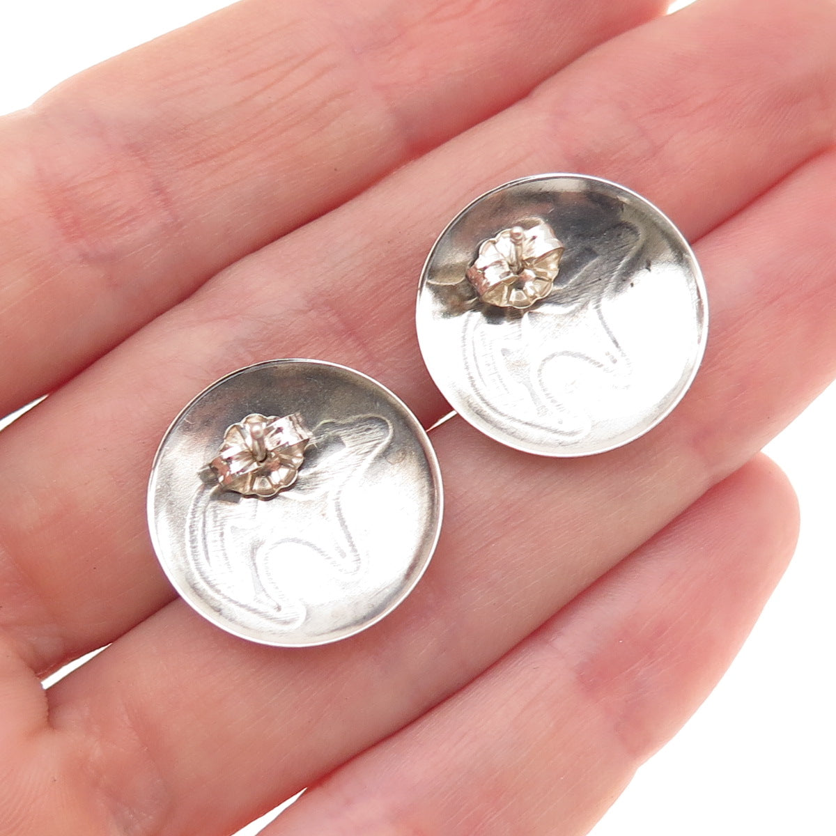 Old Pawn 925 Sterling Silver Vintage Southwestern Native Bear Tribal Earrings