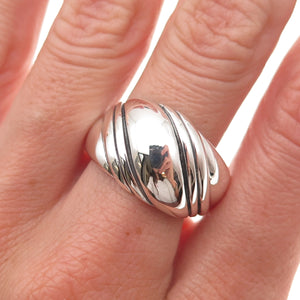 Kabana 925 Sterling Silver Vintage Modernist Oxidized Ring Size 10.25