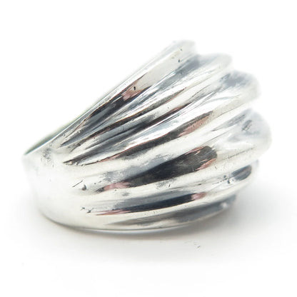 925 Sterling Silver Vintage Ribbed Ring Size 8