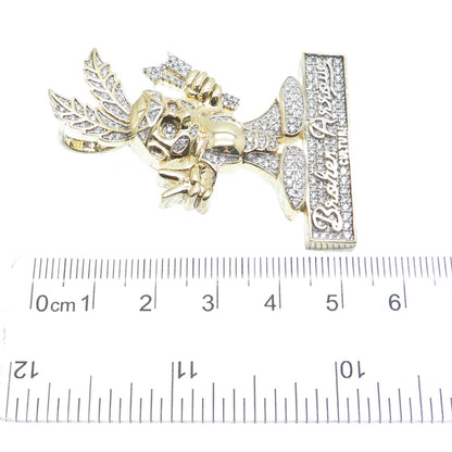 925 Sterling Silver Gold Plated Round-Cut C Z Broken Arrow Culture Pendant