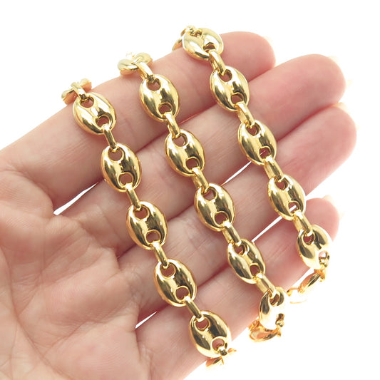 925 Sterling Silver Gold Plated Anchor Mariner Chain Necklace 24"