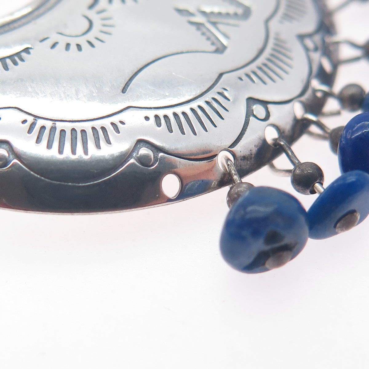 Quoc Turquoise Old Pawn Sterling Silver Vintage Lapis Pendant (missing stone)