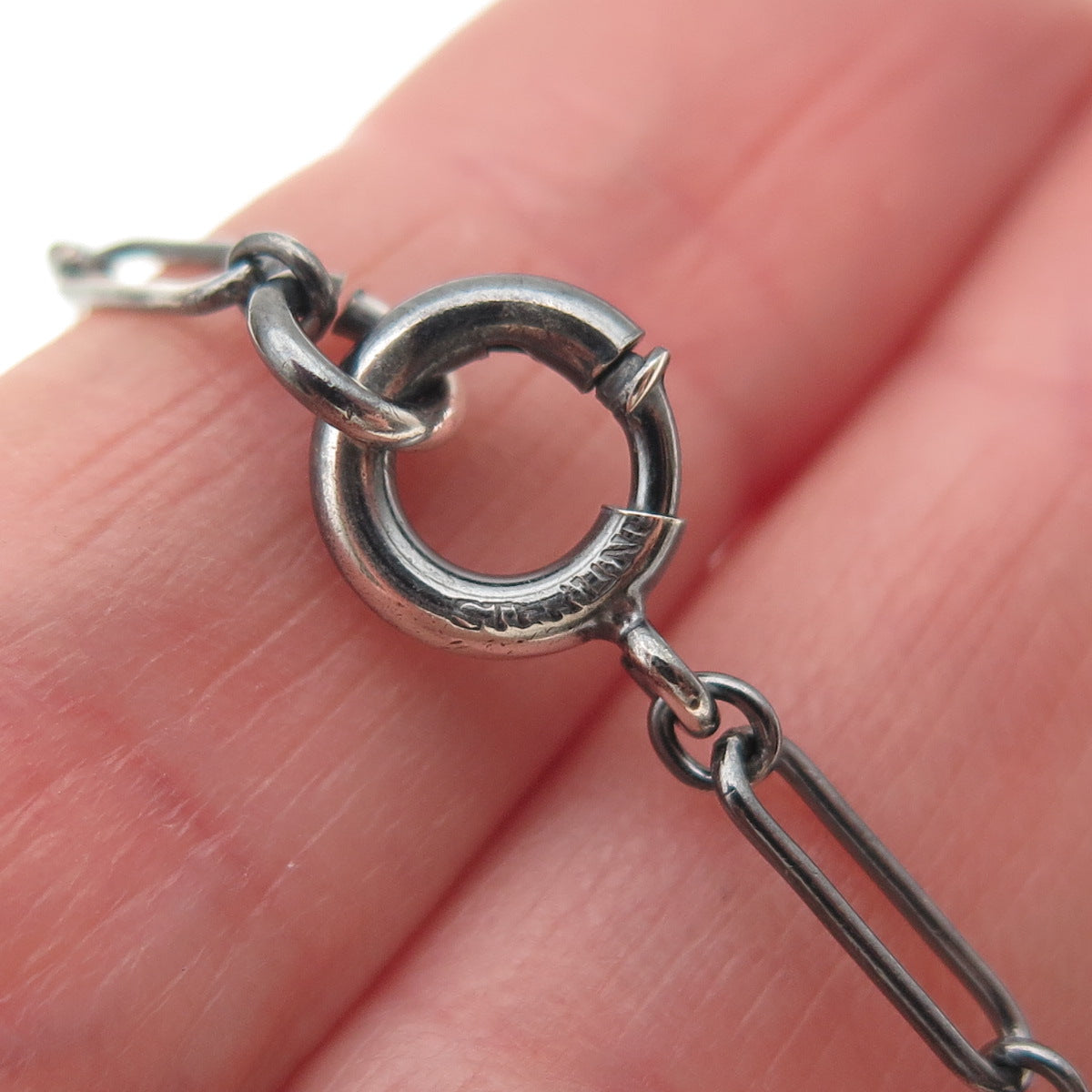 Old Pawn 925 Sterling Antique Southwestern Charm Paperclip Link Bracelet 6.75"