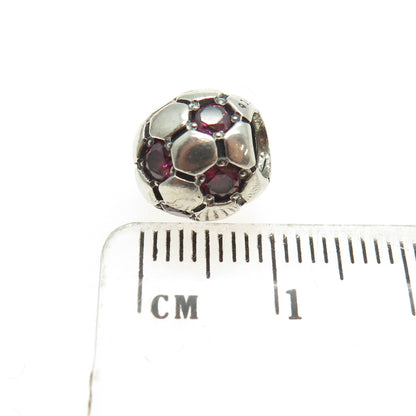 PANDORA 925 Sterling Silver Round-Cut Purple C Z Ball Bead Charm