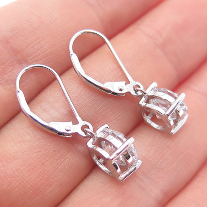 925 Sterling Silver Round-Cut C Z Dangle Earrings