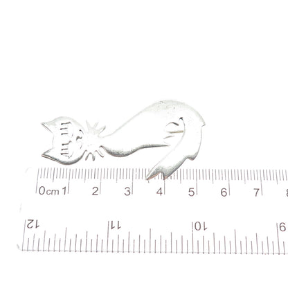 925 Sterling Silver Vintage Mexico Modernist Cat Pin Brooch