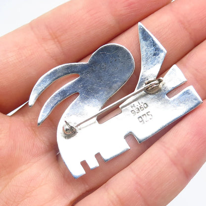 925 Sterling Silver Vintage Mexico Enamel Tribal Pin Brooch