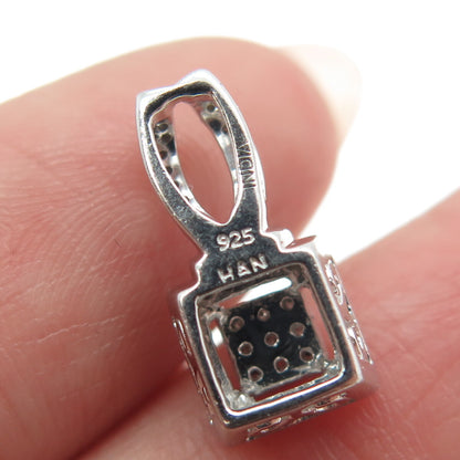 HAN 925 Sterling Silver Real Round-Cut Diamond Minimalist Pendant