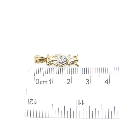 ROSS SIMONS Sterling Gold Plated Real Diamond Mom Heart Minimalist Charm Pendant