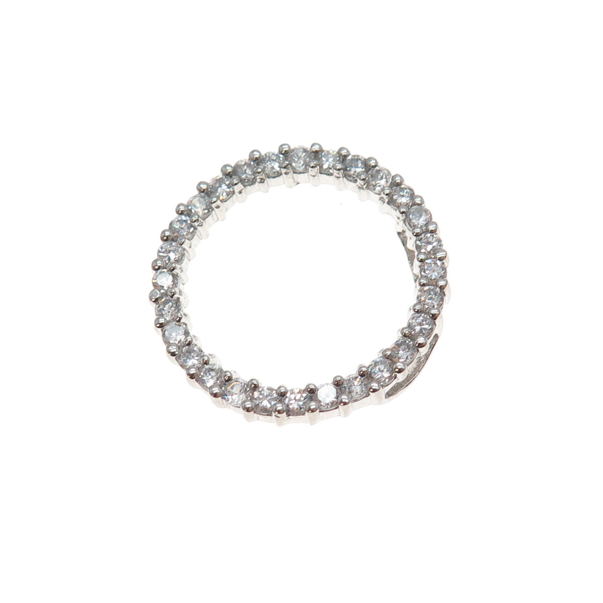 925 Sterling Silver Round-Cut C Z Circle of Life Mini Slide Charm Pendant