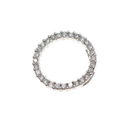 925 Sterling Silver Round-Cut C Z Circle of Life Mini Slide Charm Pendant