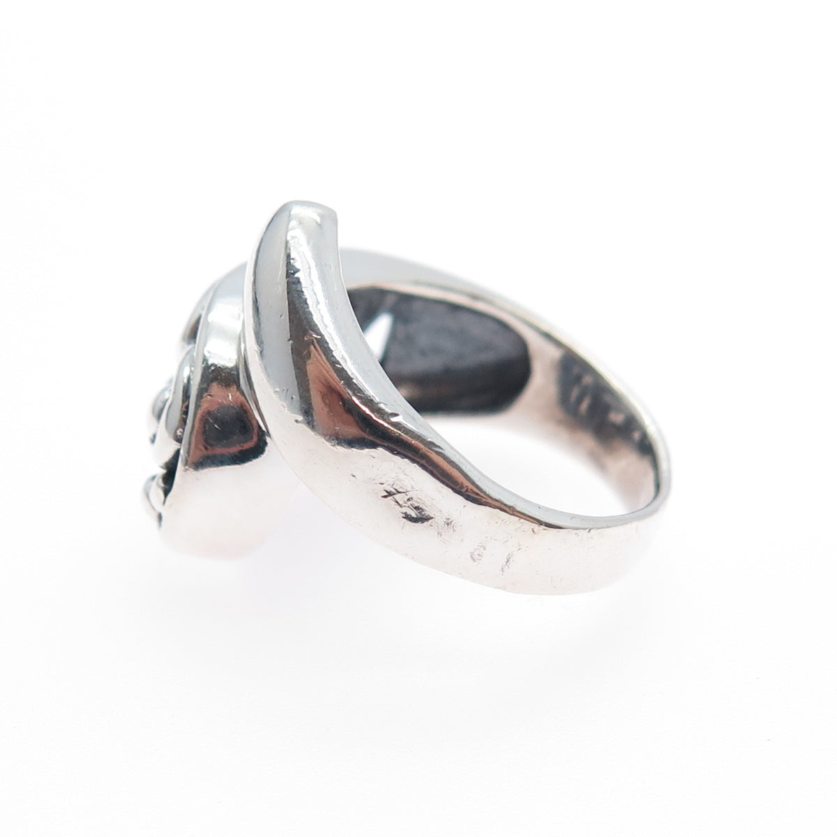SX SALLY C 925 Sterling Silver Vintage Modernist Swirl Heart Ring Size 6.25
