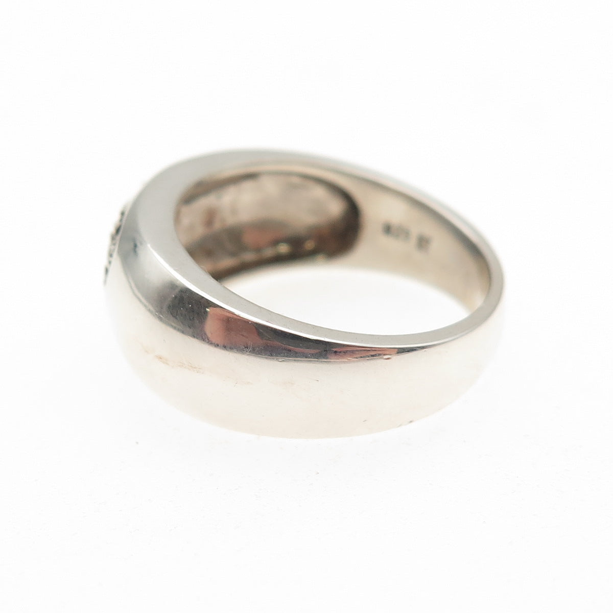 925 Sterling Silver Real Round-Cut Diamond Heart Ring Size 6