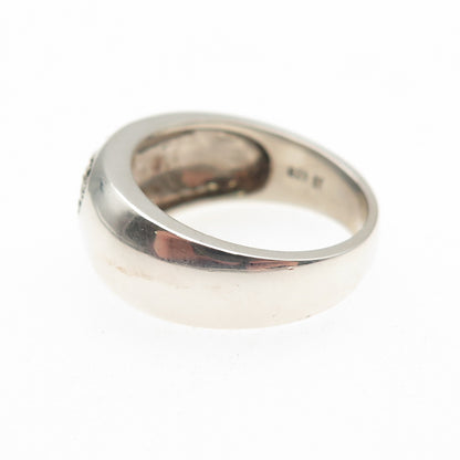 925 Sterling Silver Real Round-Cut Diamond Heart Ring Size 6