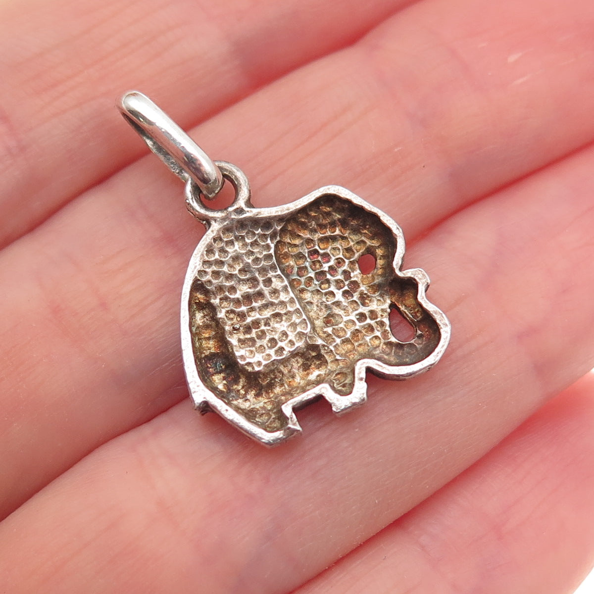 925 Sterling Silver Vintage Italy Enamel Elephant Charm Pendant