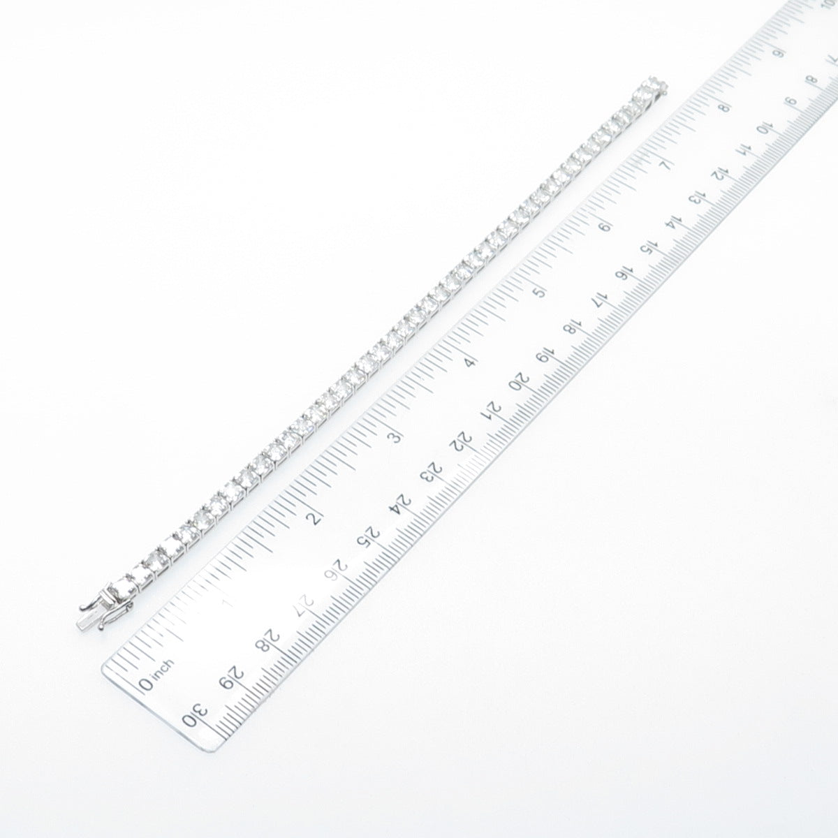 925 Sterling Silver Asscher-Cut C Z Tennis Link Bracelet 7.5"