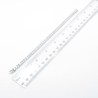 925 Sterling Silver Asscher-Cut C Z Tennis Link Bracelet 7.5"