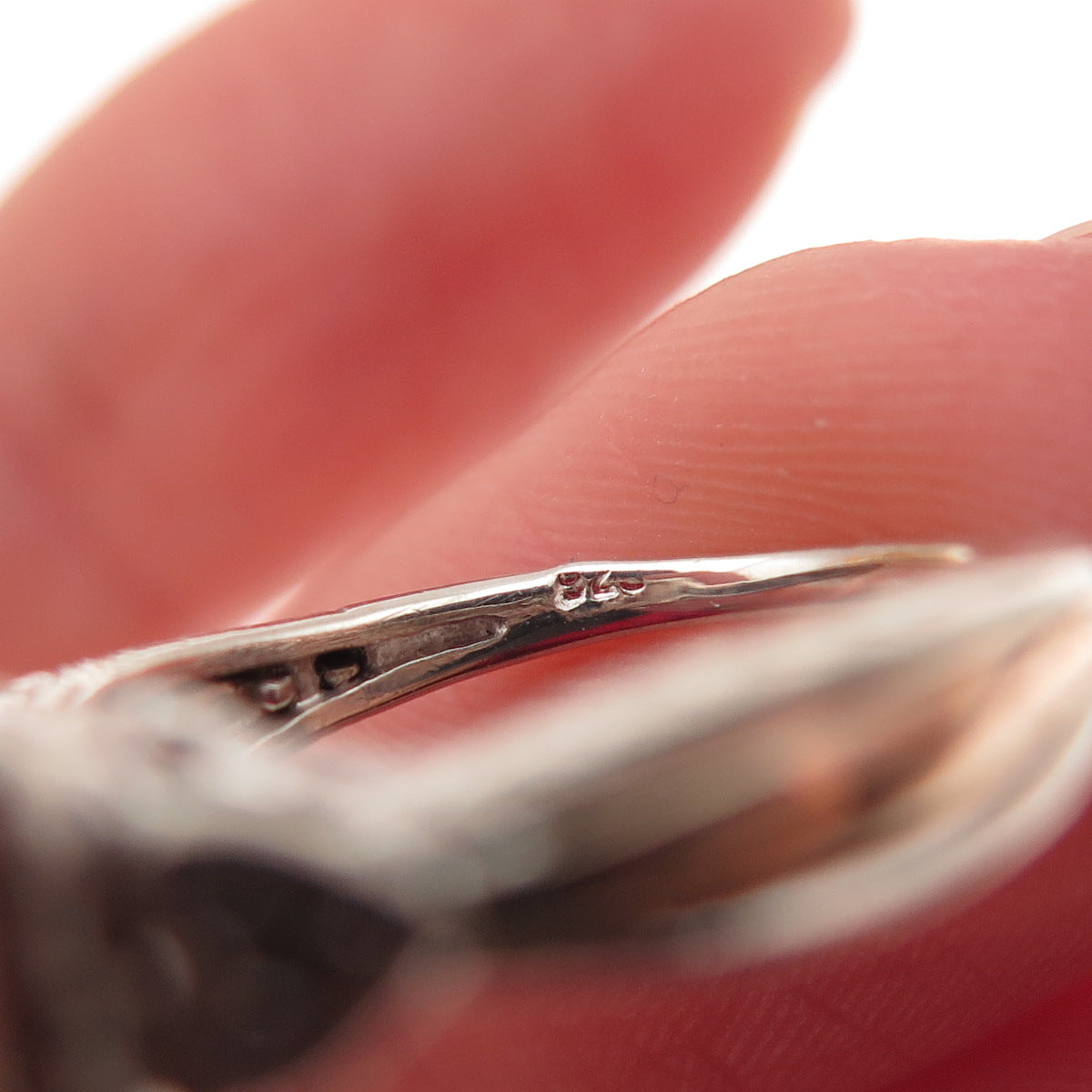 925 Sterling Silver 14K Rose Gold Real Diamond Engagement Ring Size 3.75