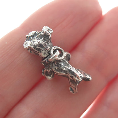 925 Sterling Silver Vintage Dog Oxidized Minimalist 3D Charm Pendant