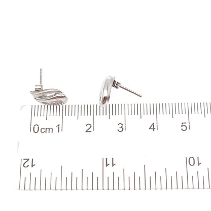 925 Sterling Silver Round-Cut C Z Teardrop Stud Earrings