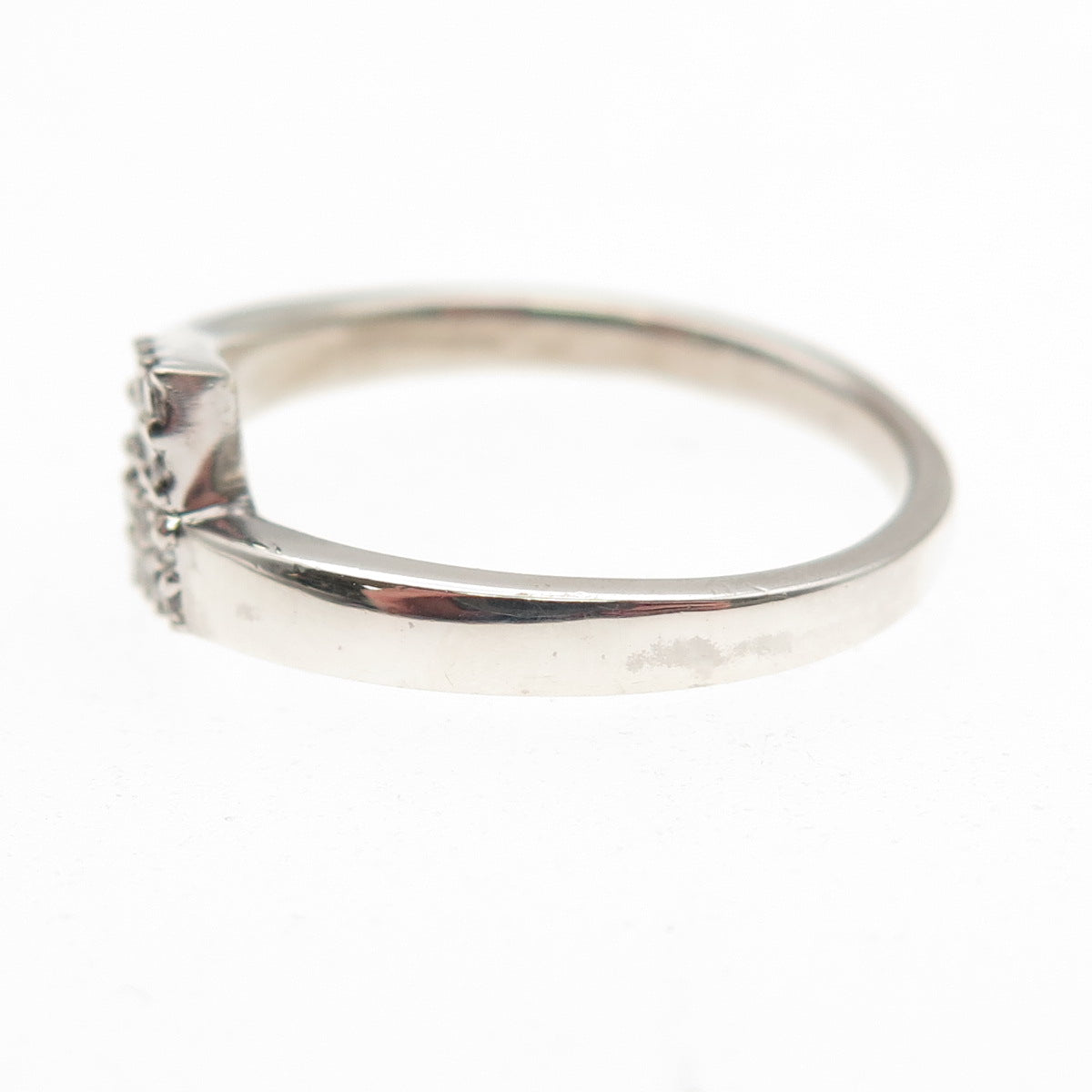 925 Sterling Silver Round-Cut C Z Bypass Ring Size 6.75