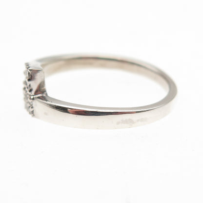 925 Sterling Silver Round-Cut C Z Bypass Ring Size 6.75