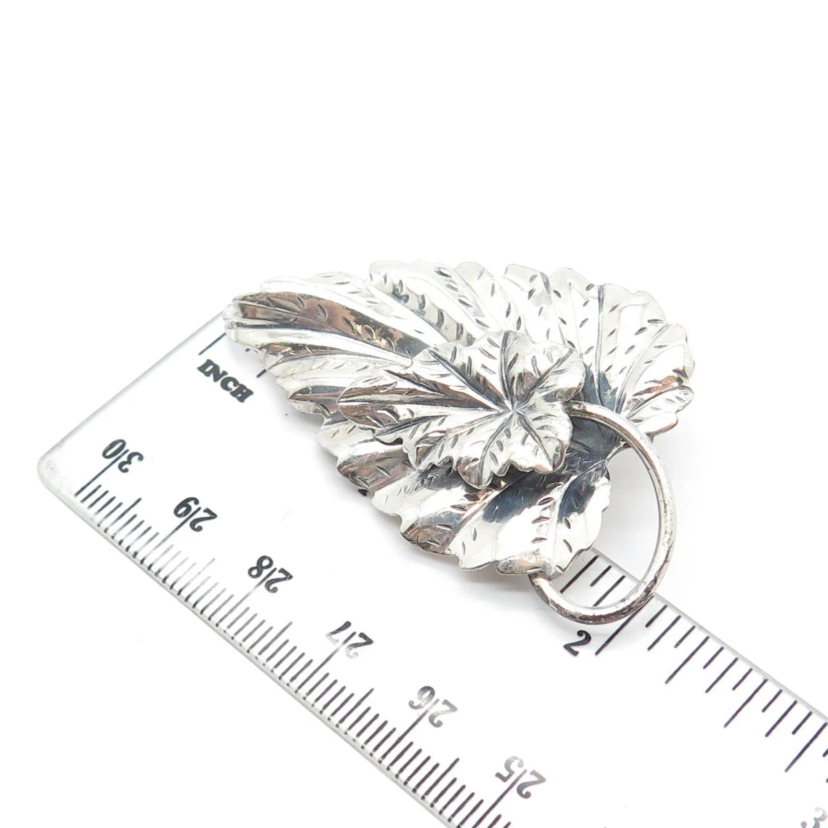 925 Sterling Silver Antique Danecraft Leaf Pin Brooch