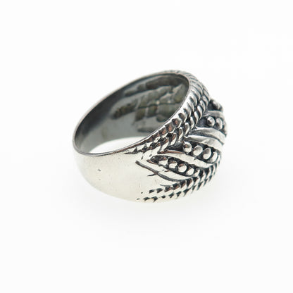 925 Sterling Silver Vintage Modernist Dotted Oxidized Ring Size 8