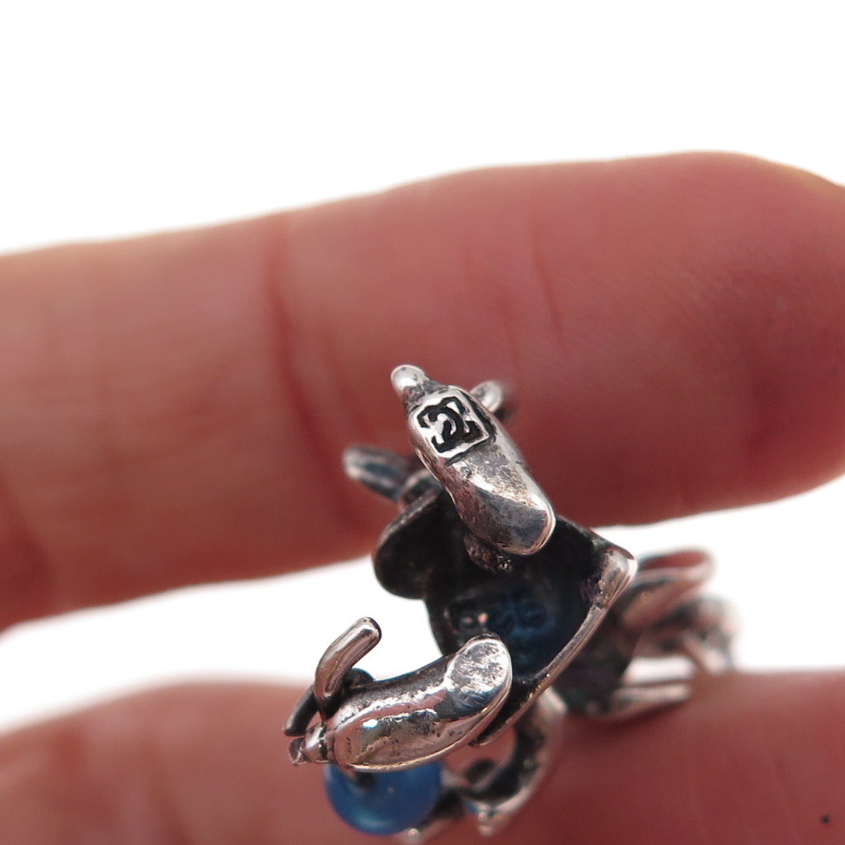 Disney & Cellini 925 Sterling Silver Vintage Glass Jaq Cinderella Charm Pendant