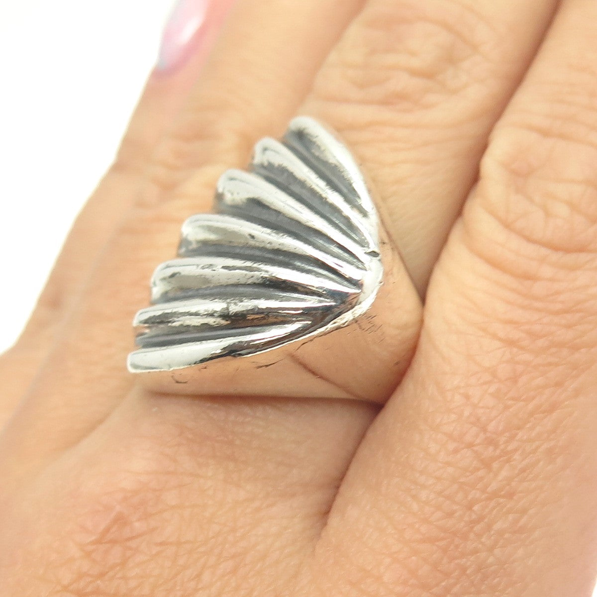 ESPO Joseph Esposito 925 Sterling Silver Vintage Seashell Ring Size 7.75