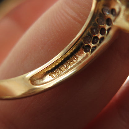 925 Sterling Silver Gold Plated Real Round-Cut Diamond & Ruby Ring Size 7.25