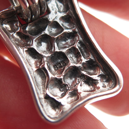 LINAJE 925 Sterling Silver Vintage Modernist Oxidized Charm Pendant