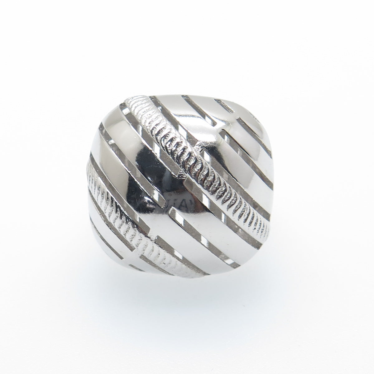 925 Sterling Silver Italy Modernist Ribbed Dome Ring Size 7.75