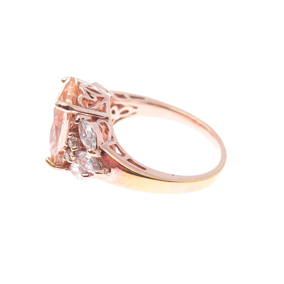 925 Sterling Silver Rose Gold Plated Multi-Color C Z Ring Size 7