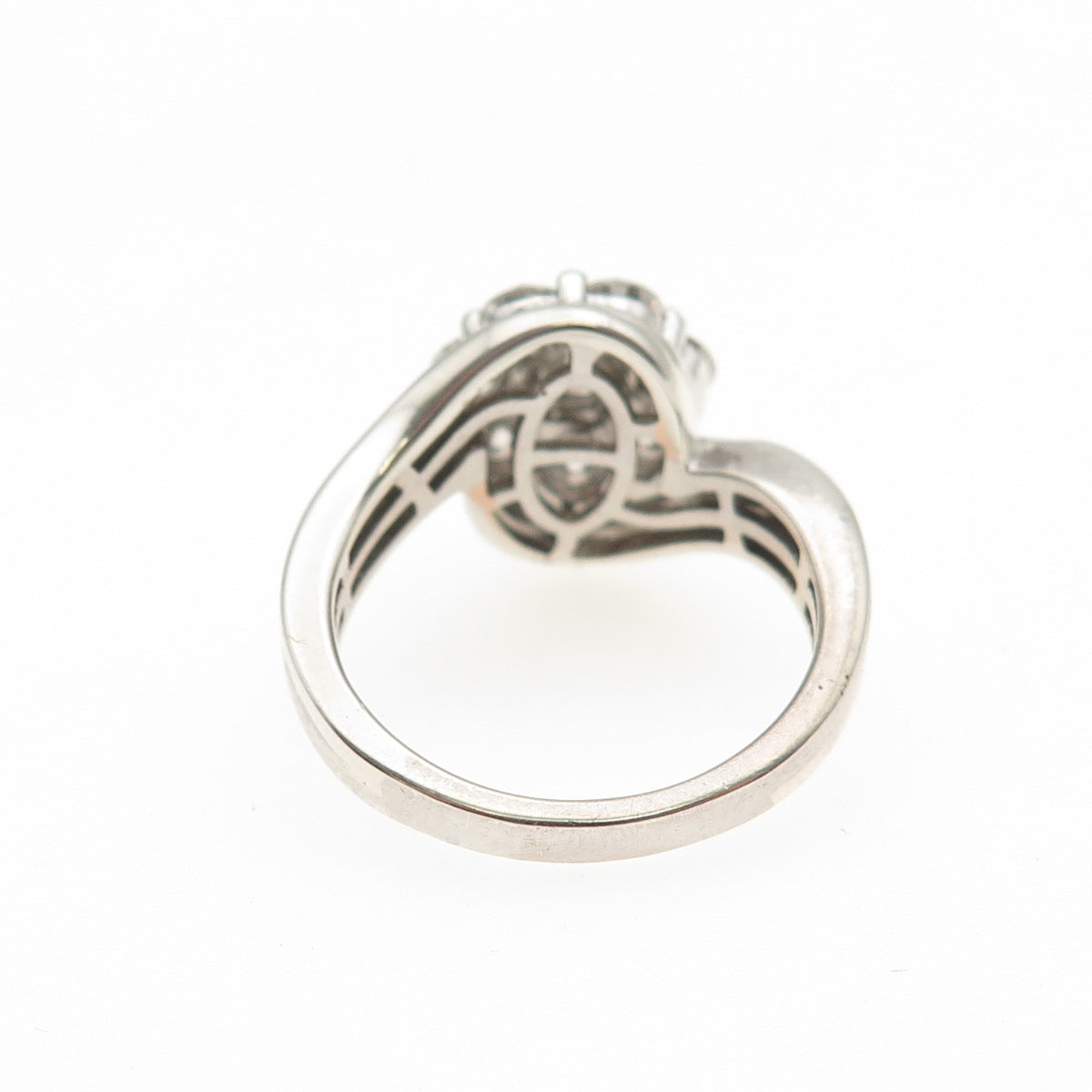 SAMARA SJD 925 Sterling Silver Real Round-Cut Moissanite Bypass Ring Size 7