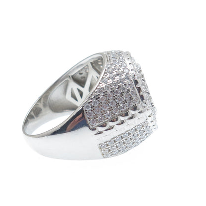 925 Sterling Silver Round-Cut Shaped C Z Sparkle Domed Ring Size 12