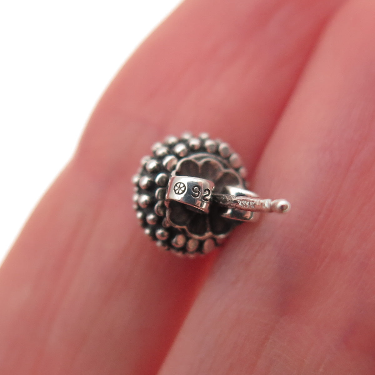 925 Sterling Silver Vintage Granulated Ball Oxidized Stud Earrings