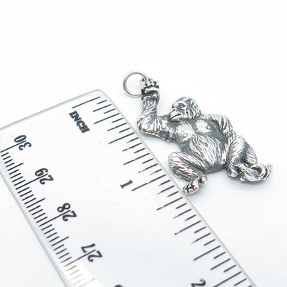 925 Sterling Silver Vintage Gorilla Monkey Pendant