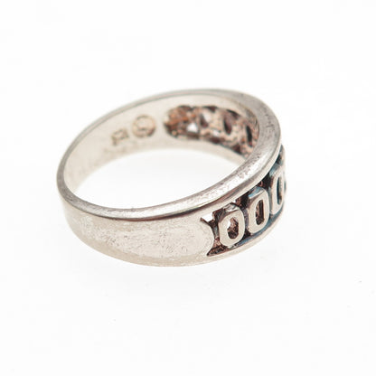 925 Sterling Silver Vintage 2000 Millennium Oxidized Ring Size 6