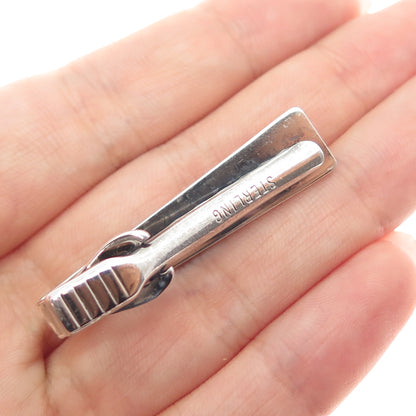 925 Sterling Silver Vintage Engraved Tie Clip