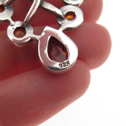 925 Sterling Silver Vintage Real Amber Modernist Charm Pendant