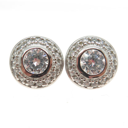 925 Sterling Silver Round-Cut C Z Stud Earrings
