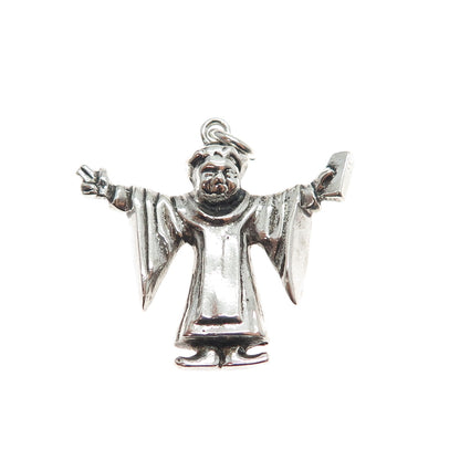 800 Silver Antique Germany Munich Monk Oxidized Charm Pendant