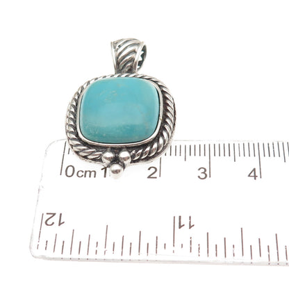 GSJ Gold Stone 925 Sterling Silver Vintage Real Tyrone Turquoise Charm Pendant